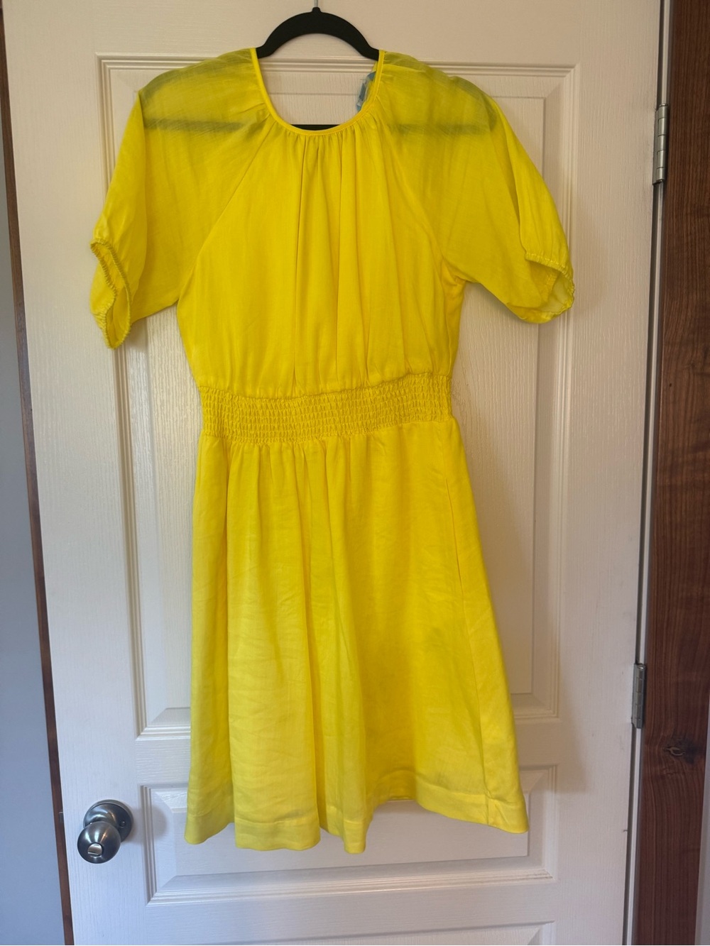 Draper James Sunny Yellow Smocked-Waist Mini Dress